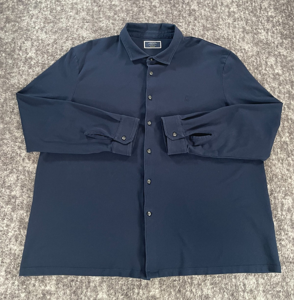 Charles Tyrwhitt Men's 3XL Navy Cotton Stretch Long Sleeve Button Up Shirt